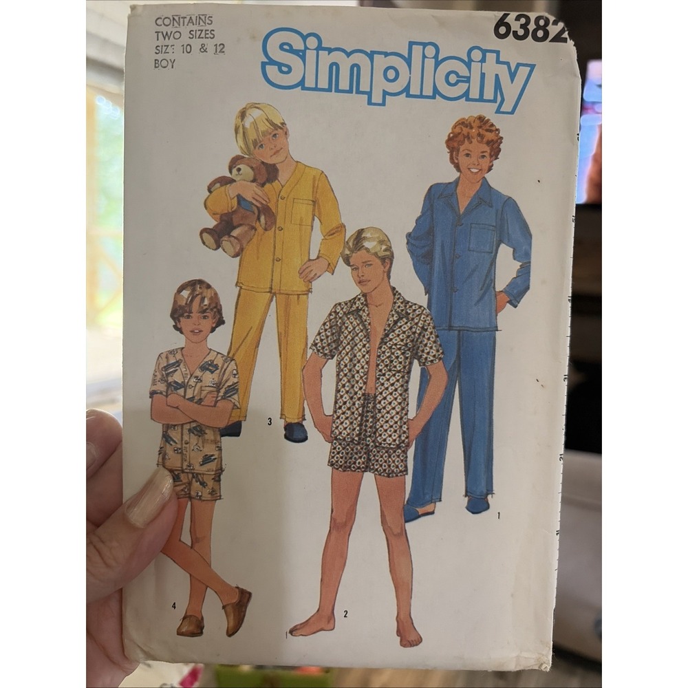 Simplicity 6382 Boys Pajamas Sewing Pattern Size 10-12 Vintage 1984 Cut Complete